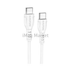 Зарядный кабель Borofone BX51, USB-C - Type-C, 3A, 60W, 1 м, белый