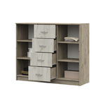 Басса (Бася) КМ 555-М Комод 4 ящика 2 створки Дуб крафт серый / Дуб крафт белый