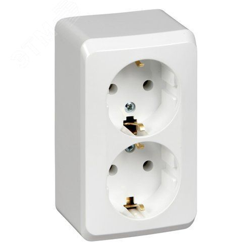 Розетка двойная с з/к, без шторок РА16-007В Этюд Systeme Electric