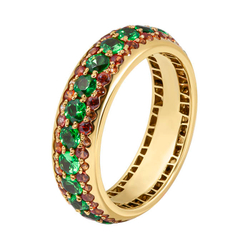 Кольцо с Цаворитами и Сапфирами, R0103-0/15