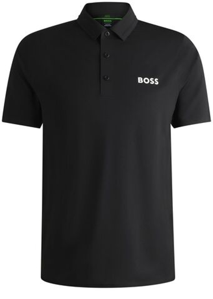 Теннисное поло BOSS x Matteo Berrettini Slim-Fit With UV Protection - Black