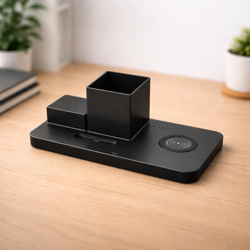 Настольный органайзер Medow c беспроводной зарядкой 15W, черный