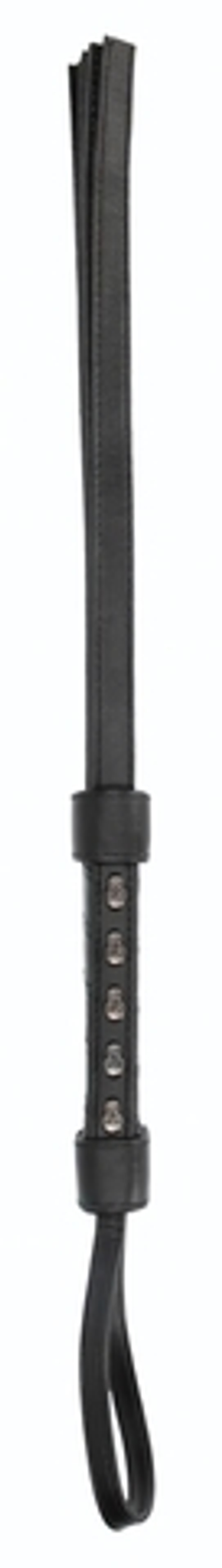 Черная плетка с металлическим декором в виде черепов - 53 см. (Цвет: черный)