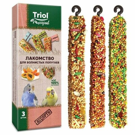 Лакомство для волнистых попугаев "Ассорти" (уп.3шт.), 80г, Triol Original