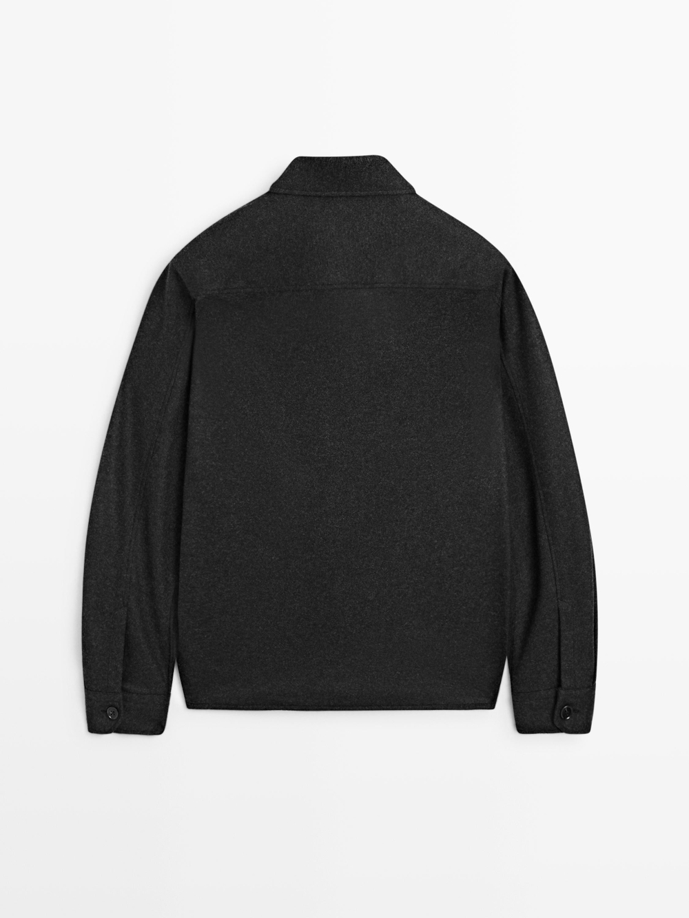 Massimo Dutti Куртка-рубашка из 100% шерсти с карманами, серый