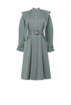 Фисташковый плащ с отстегивающимся капюшоном