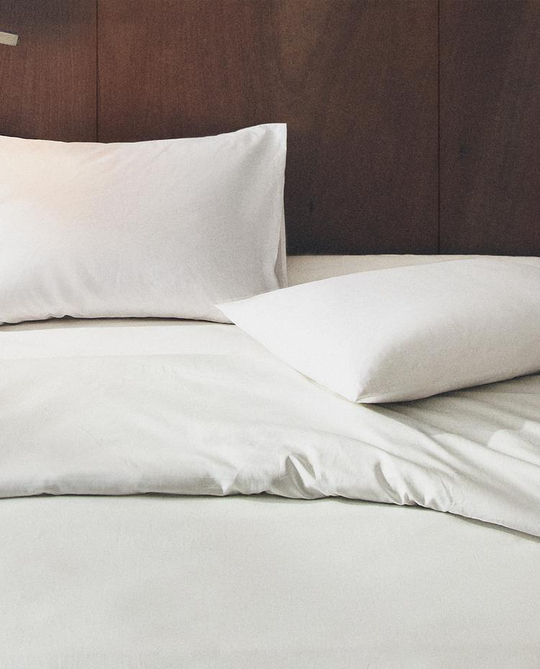 ZARA HOME ОДНОТОННЫЙ ПОДОДЕЯЛЬНИК (500 НИТЕЙ), БЕЛЫЙ