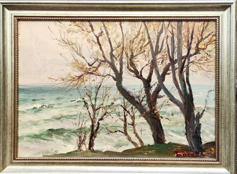 Картина Я. Басова "Осеннее море" картон/масло 48х35