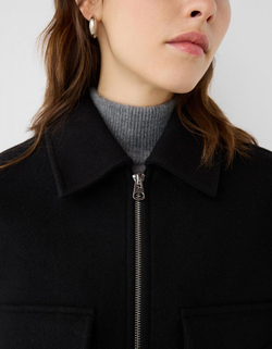 BERSHKA Мягкая укороченная куртка на молнии, черный