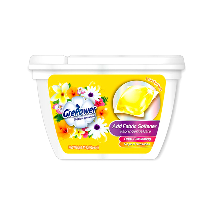 Средство для стирки GrePower Tropical Sensation Add Fabric Softener Тропики концентрат в капсулах 416 г / 52 шт