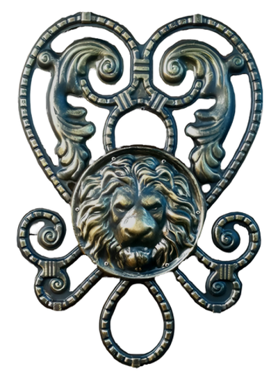 Кованый лев узор патина золотая бронза 660х450 мм