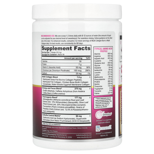 Vitauthority, Multi Collagen Burn, Energy, тропический пунш, 309 г (10,89 унции)