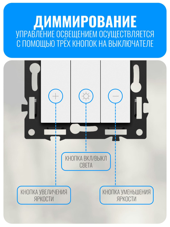 Умный Wi-Fi выключатель диммер Smart Aura серия Fusion без рамки