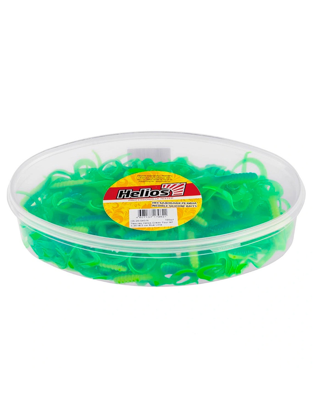 Твистер несъедобный Helios Credo Four tail 3,35"/8,5 см Red & White 100шт. (HS-20-003-N)