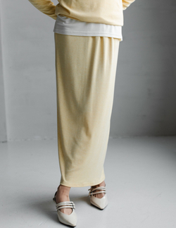 Юбка из трикотажа на резинке лимонная