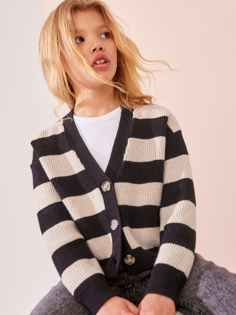 Кардиган для девочки Next Q87-995, Черный, Кремовый