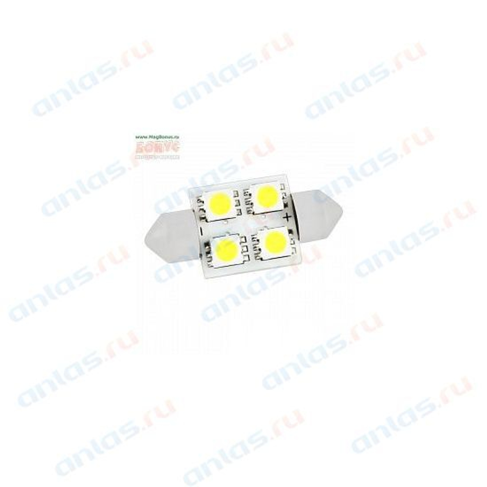 Лампа светодиодная 12V 5W салонный 31 мм белый 4 SMD 2 шт. Skyway