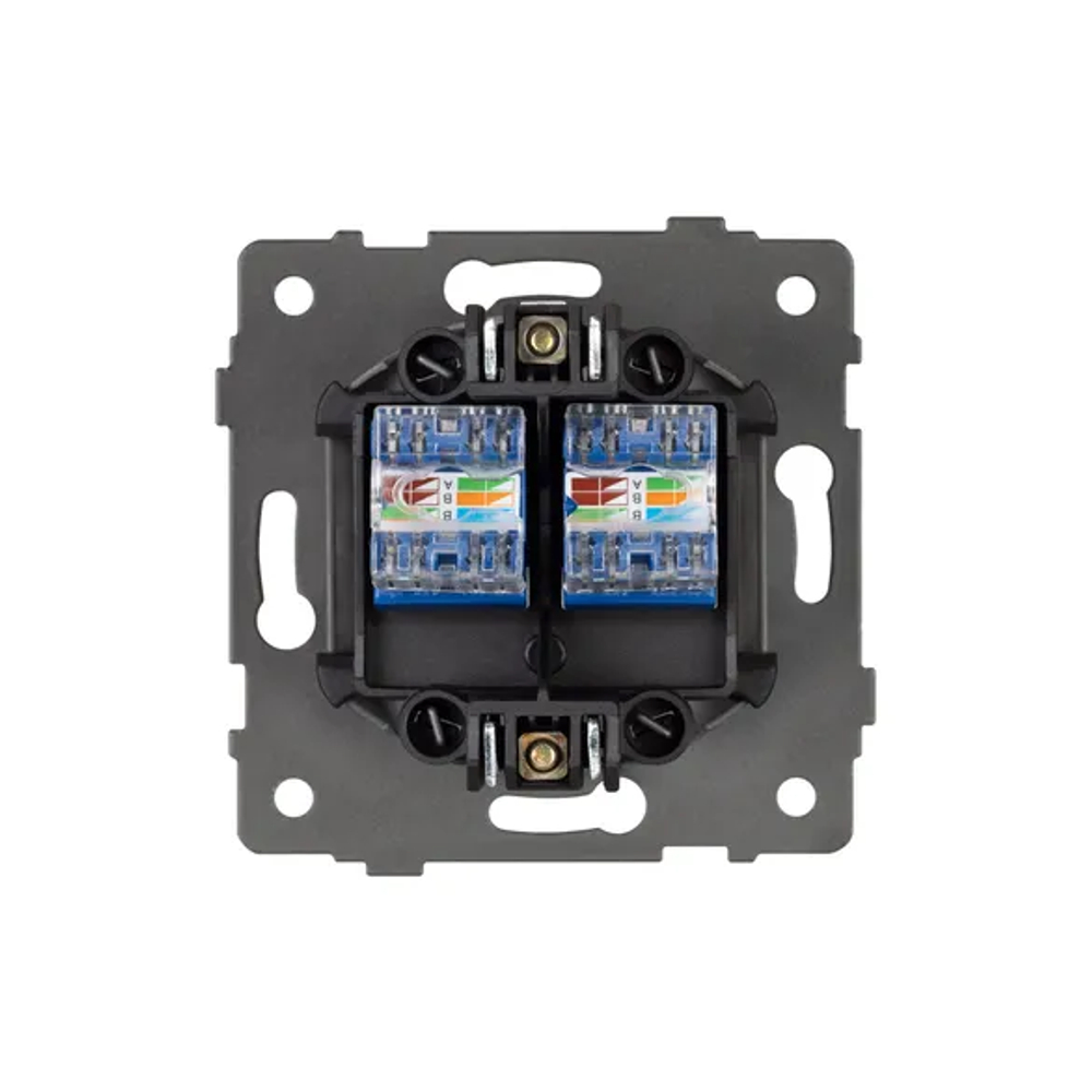 Механизм компьютерной розетки двойной SCT-MPC2-PL-BK-V (RJ-45, CAT6) (Arlight, -) 049853