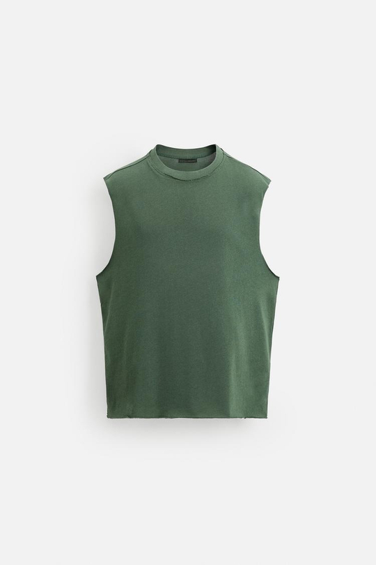 ZARA ФУТБОЛКА АСИММЕТРИЧНОГО КРОЯ, ЗЕЛЕНЫЙ