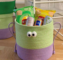 Корзина для хранения одежды вещей  игрушек плетеная с крышкой, зеленая
