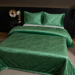 Велюровое покрывало в клетку и две наволочки OVL049