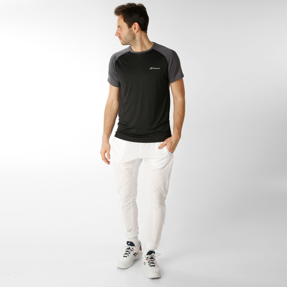 Мужское теннисное поло Babolat Play Crew Neck T-Shirt Men - Black, Grey