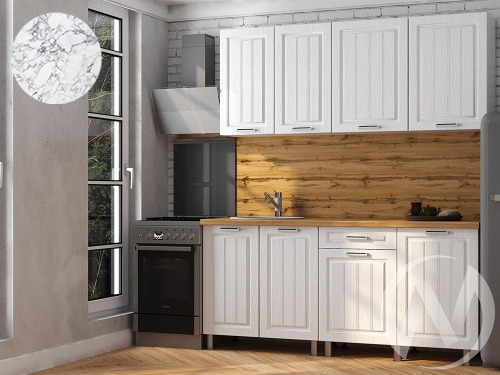 Кухня Лаура 1.8м (корпус белый/клен белый) 26мм мрамор итальянский