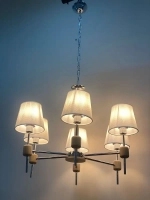 Люстра потолочная  E14*6*40W хром/белый/дерево