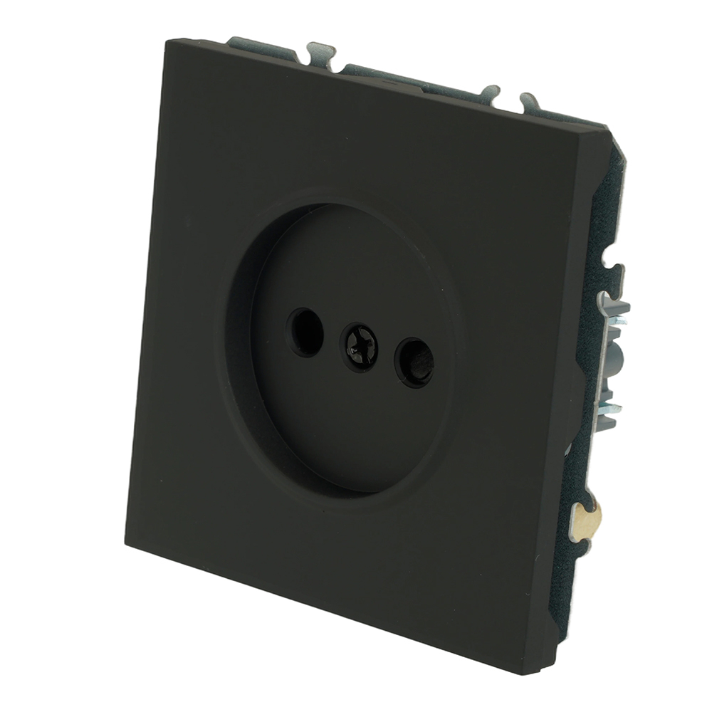 Розетка 1-местная с защитной шторкой (механизм), STEKKER, б/з, 250В, 16А, серия Эмили, RST16-5109-05, черный уголь, soft touch 49850