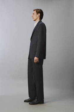 ZARA БРЮКИ RELAXED FIT ИЗ 100% ШЕРСТИ С ЗАЩИПАМИ, МОРСКОЙ СИНИЙ