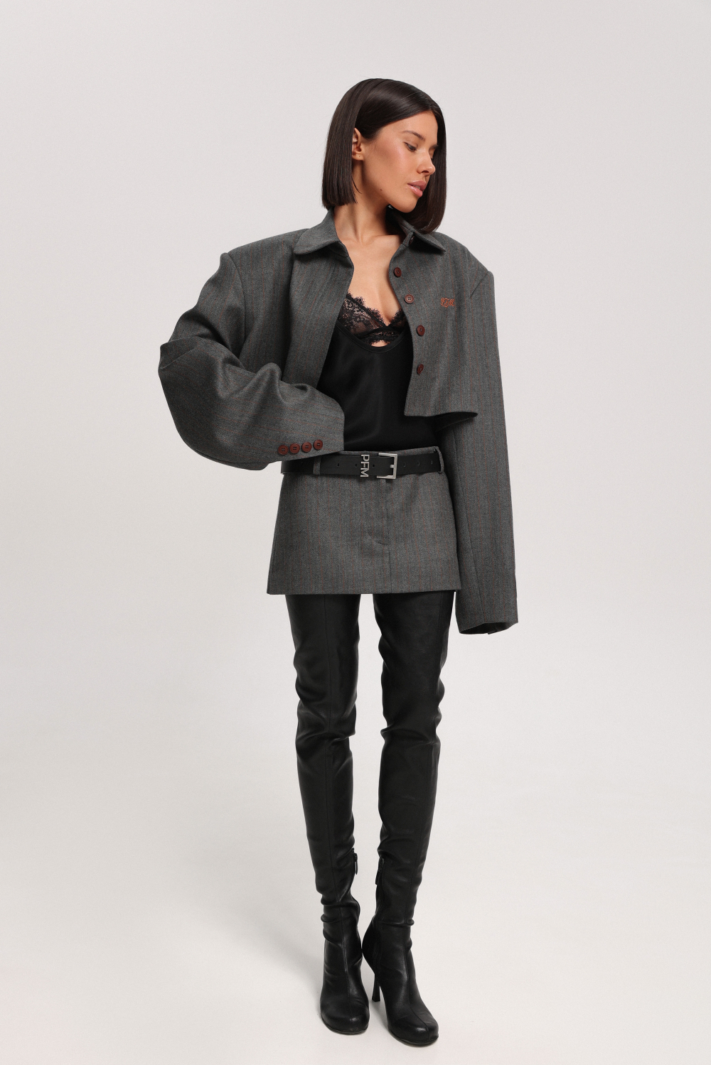 Жакет в полоску укороченный