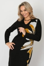 Платье В 2363/ черно-горчичный