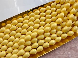 Нить бусин для украшений Капля 9,5х13,5мм, "Майорка-Сливочная" (имитация)