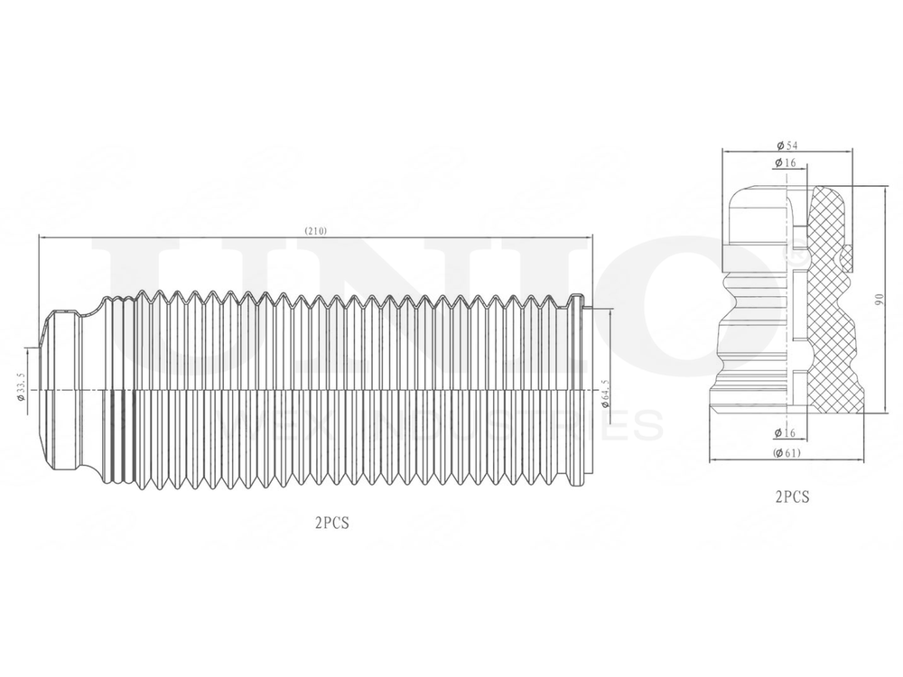Комплект пыльник и отбойник UNIO DUC-50098