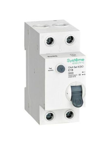 Выключатель автоматический дифференциального тока City9 Set (АВДТ) 1P+N C 16А 6кА 10мА Тип-A 230В SE C9D61616