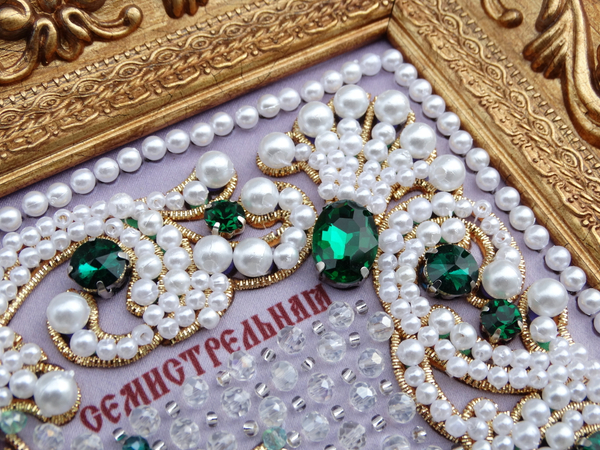 ЖС-4-ЗИ Набор для вышивания хрустальными камнями Богородица Семистрельная (изумрудный)