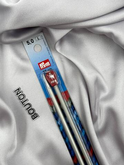 Спицы PRYM прямые алюминий d 5.0 мм 35 см 2 шт с наконечниками