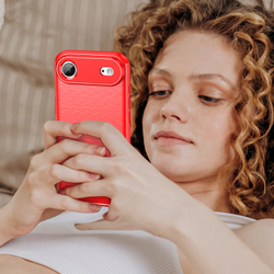 Чехол красного цвета с дизайном в стиле карбон на iPhone Air, мягкий отклик кнопок, серия Carbon от Caseport