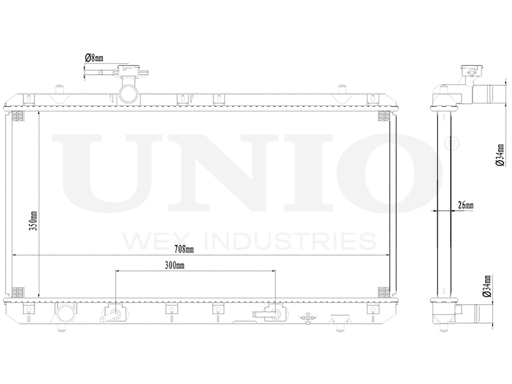 Радиатор охлаждения двигателя UNIO RAD-10053