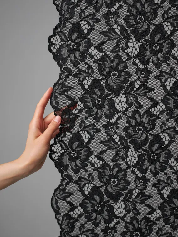 Кружевное неэластичное полотно, арт. M150, черный 170