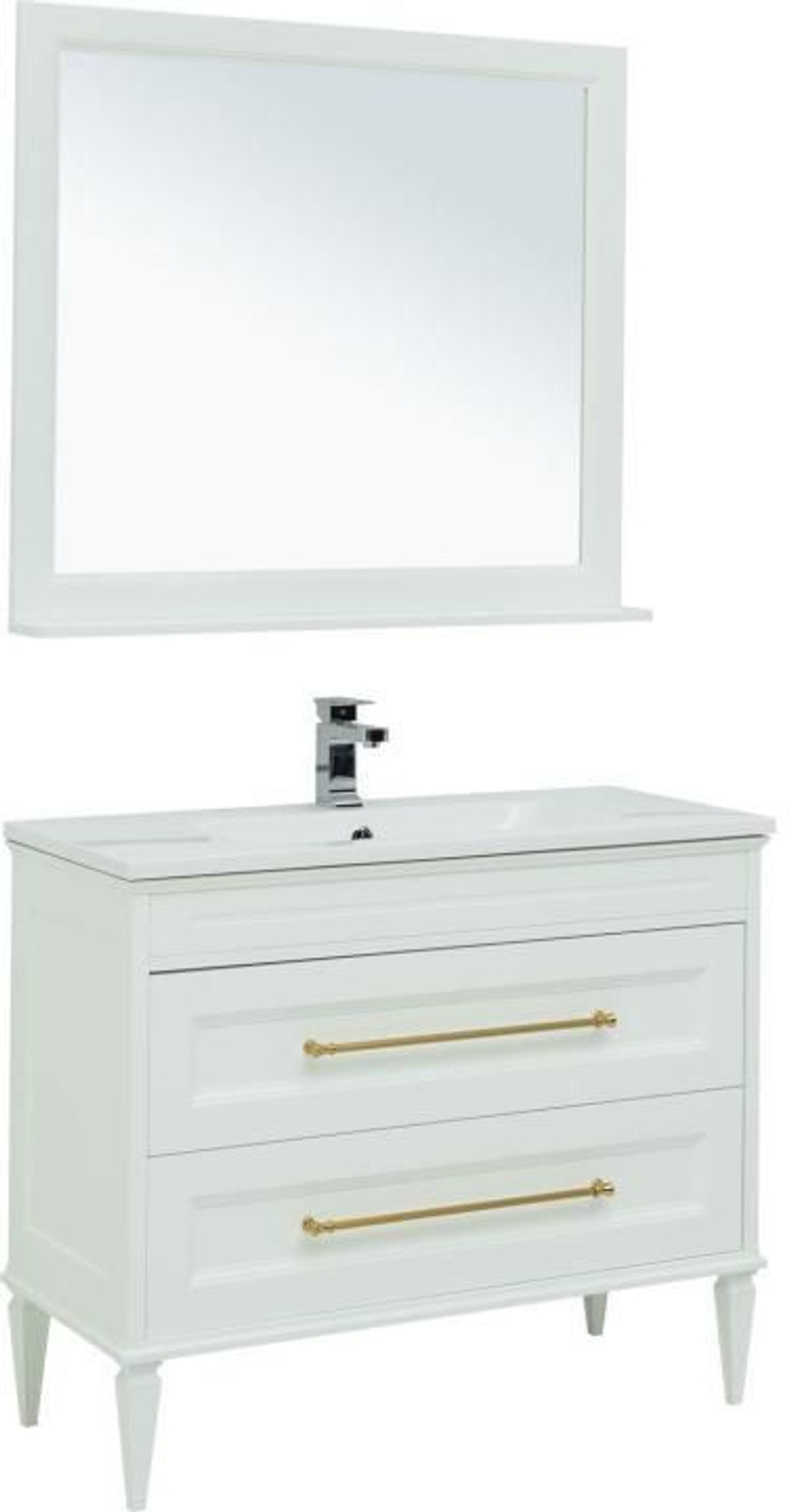 Мебель для ванной Aquanet Бостон М 100 белый (ручки золото) (лит. мрамор)