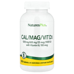 NaturesPlus, комплекс с кальцием, магнием, витаминами D3 и К2, 180 таблеток