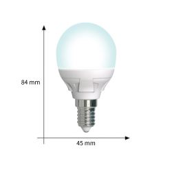 LED-G45 7W-4000K-E14-FR-DIM PLP01WH Лампа светодиодная. диммируемая. Форма шар. матовая. Серия Яркая. Белый свет 4000K. Картон. ТМ Uniel.