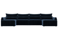 Диван П-образный Лига-051 НПБ Лонг ВЕЛЮР TOWER 13 синий