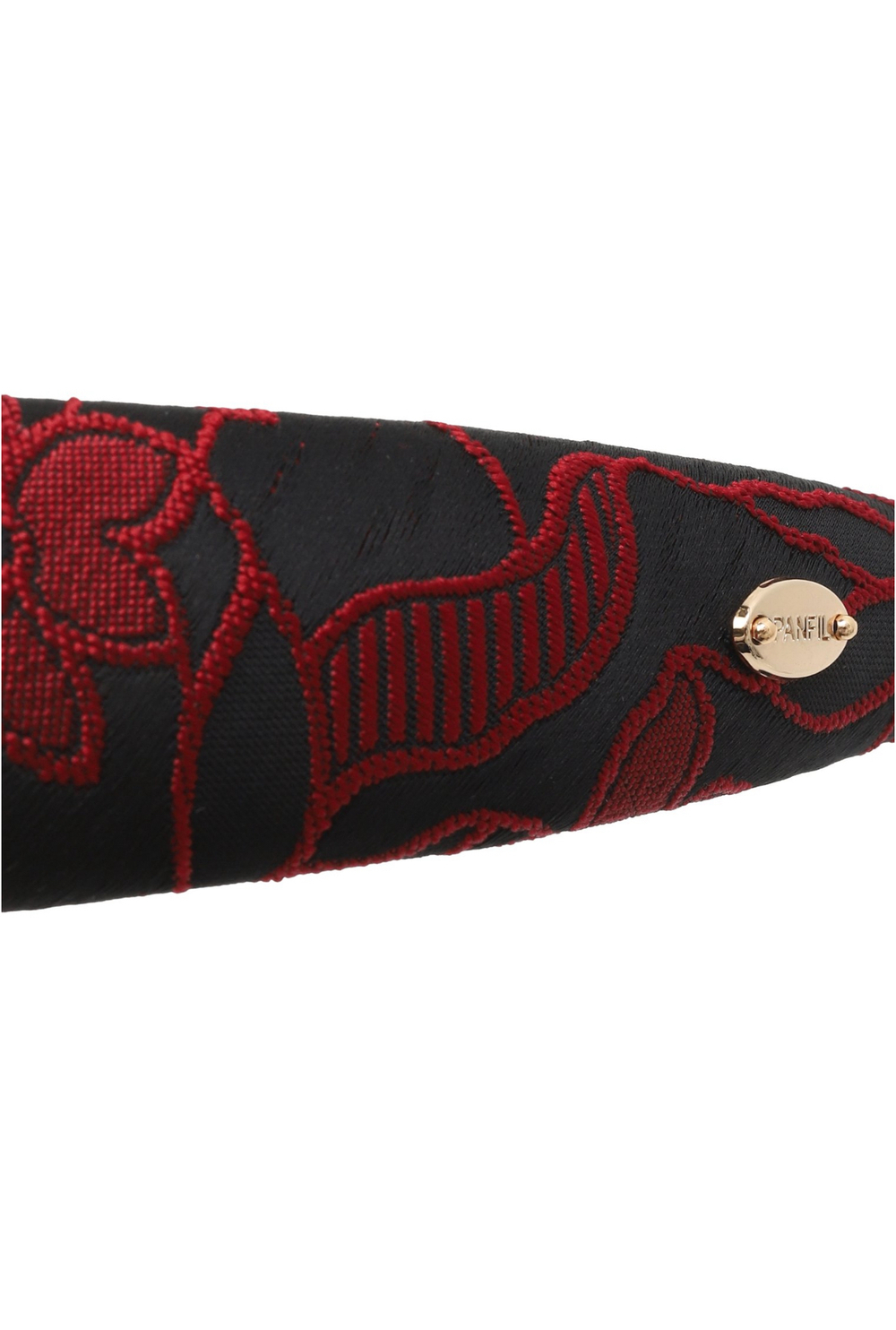 Ободок объемный из черно-красного жаккарда