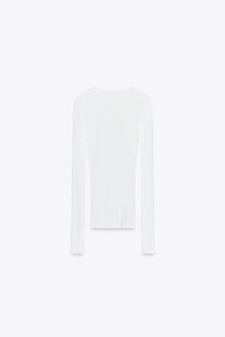 ZARA ФУТБОЛКА ИЗ ХЛОПКА SUPIMA®, БЕЛЫЙ