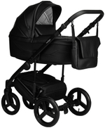 Детская коляска Indigo Lamar 3 в 1 с автокреслом Avionaut Cosmo Beige La08 черная кожа