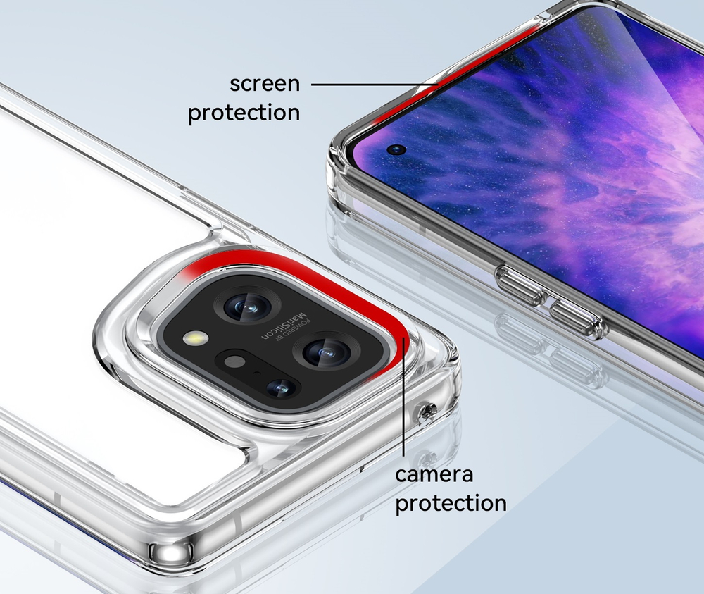 Усиленный прозрачный защитный чехол для смартфона OPPO Find X5 Pro, увеличенные защитные свойства