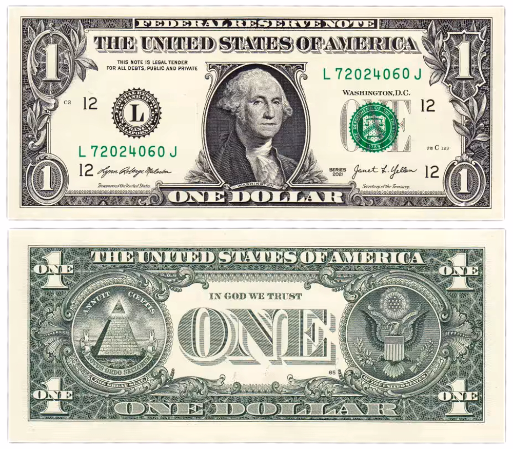 США 1 доллара 2021 Большая печать Соединенных Штатов Сан-Франциско UNC