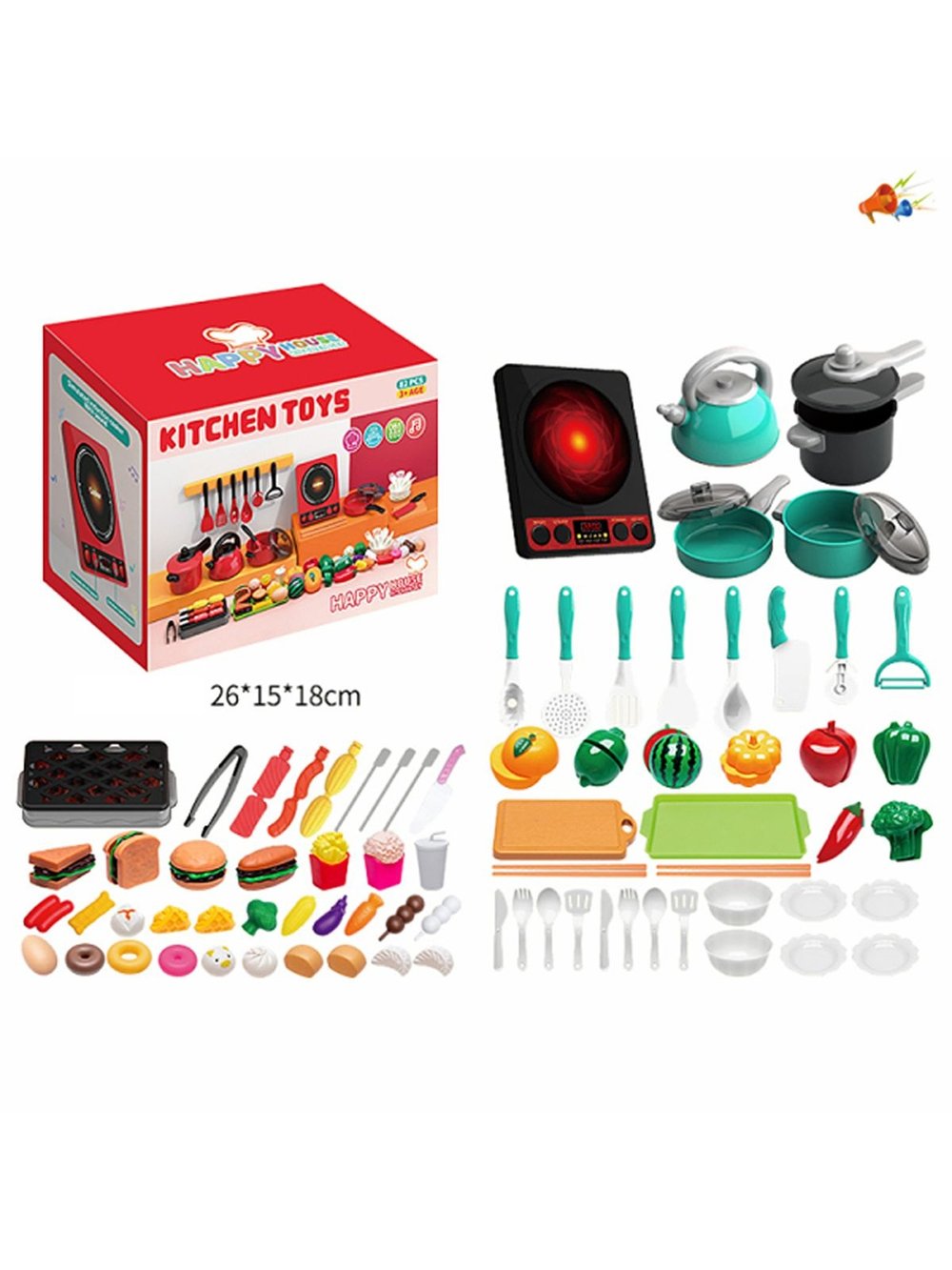 Игровой набор посуды и продуктов на липучке 82 элемента (201914939)